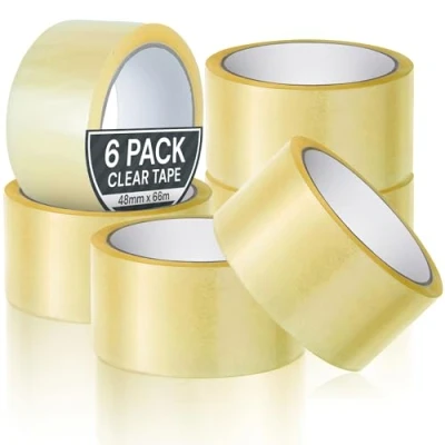 Image of Coselena 6 Pack Clear Tape, Packaging Parcel packing Tape 48mm x 66m Adhesive For Boxes
