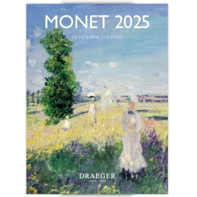 Image of DRAEGER PARIS Small Wall Calendar 14 x 18 cm 2025 September 2024 to December 7 Languages 12 Photographs Available Monet Organisation of your Days