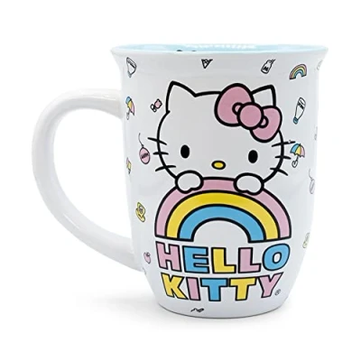 Image of Silver Buffalo KTY3113K Sanrio Hello Kitty Wide Rim Ceramic Coffee Mug