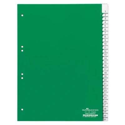 Image of Durable 621905 1 31 Index File with Pre Inserted Printed Inserts for A4 Sheets Green