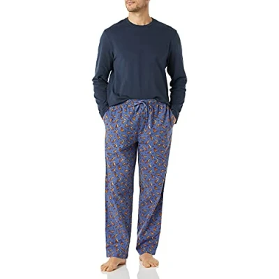 Image of Amazon Essentials Men&#039;s Soft Flannel Pyjama Sleepwear Set (Available in Big &amp; Tall), Navy Squirrel, XS