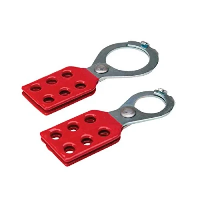 Image of Brady 105718 Steel Lockout Hasp With Tab, 25mm Inside Jaw Diameter, Red