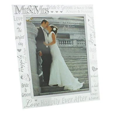Image of Juliana Wedding Day Mr &amp; Mrs 8 X 10 Glass Mirror Photo Frame WG60880