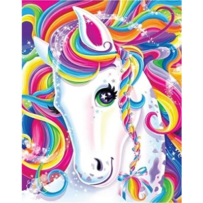 Image of OWN4B Cross Stitch Kits Stamped, Colorful Cute Unicorns Printed Pattern 11CT 14.2x18.1 inch DIY Embroidery Kit (Unicorn)