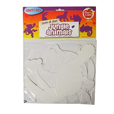 Image of CRAFTY BITZ Premier Stationery Plain Craft Cutouts 15 Pack Jungle Animals