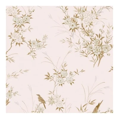 Image of Graham &amp; Brown Shabby Chic by Rachel Ashwell Bird Chinoiserie Pink Gold Floral Wallpaper