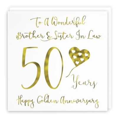 Image of Hunts England Brother And Sister In Law 50th Anniversary Card To A Wonderful &amp; 50 Years Happy Golden Milano Collection