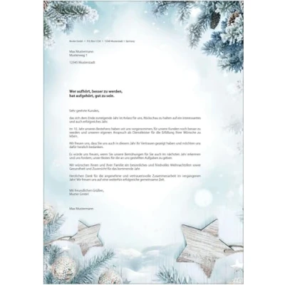 Image of SIGEL DP312 Christmas writing paper, branches and stars, 21 x 29,7 cm, 90g/m², White Green Blue, 25 sheets
