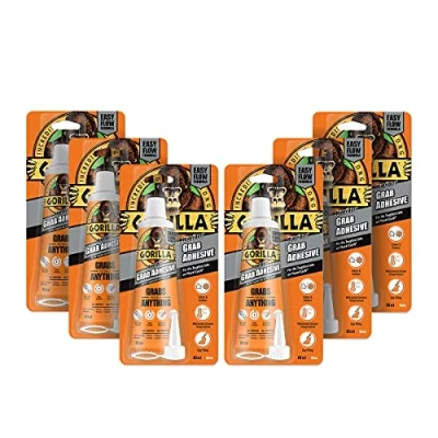 Image of Gorilla Heavy Duty Grab Adhesive White 80ml (6 Pack)
