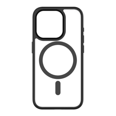 Image of QDOS Hybrid Soft Snap iPhone 15 Pro Case Clear &amp; Black, Black,Clear