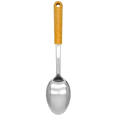 Image of Fackelmann BIO Solid Serving Spoon, Stainless Steel Function Head With Wood Fibre Handle, 33x8x7.5cm, Silver &amp; Light brown/Orange