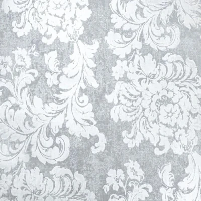 Image of Floral Damask Grey Wallpaper Shimmer Metallic Silver Paste The Paper Smooth Solid Textured for Living Room Designer Non Woven (Sample)