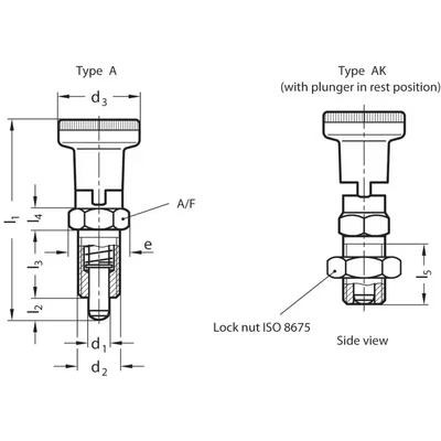 Image of Ganter GN617.1 8 AK NI Indexing Plunger; Stainless Steel