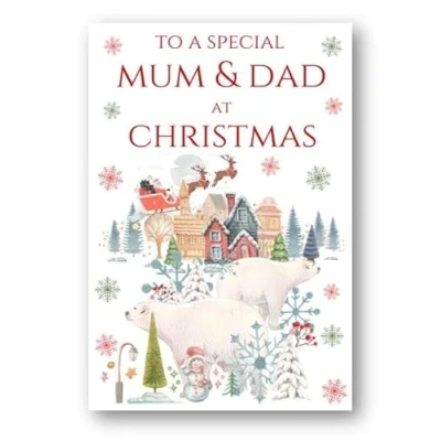 Image of Second Ave Mum &amp; Dad Christmas Polar Bear Xmas Holiday Festive Greetings Card