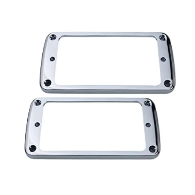 Image of Guyker Metal Flat Humbucker Cover, Pickup Mounting Ring Set Bridge Neck Pickups Frame Replacement Part for Electric Guitar or Precision Bass(2PCS, PR005 Chrome)