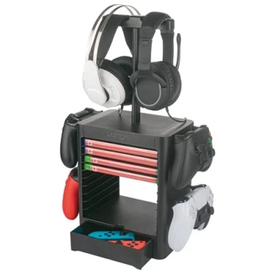 Image of Venom Games Media Storage Tower with Integrated Controller and Headset Rack