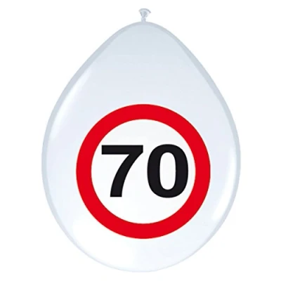 Image of Latex Balloons 70th Birthday Party Decoration Pack of 8 Red/White/Black 30 cm