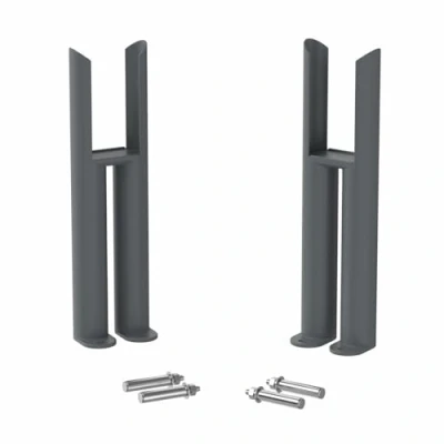 Image of DuraTherm® Floor Mounting Radiator Leg Kit Feet Freestanding Supports for Traditional Cast Iron Style Colosseum Double Bar 2 Column Radiators, Anthracite Grey