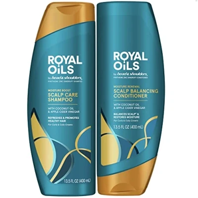 Image of Head and Shoulders Shampoo Conditioner, Moisture Renewal, Anti Dandruff Treatment Scalp Care, Royal Oils Collection with Coconut Oil, 27 Oz (798 ml), Kit