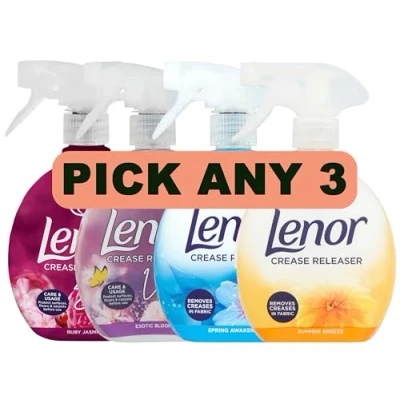 Image of Lenor Crease Releaser Spray, Fabric Care and Freshness, Removes Creases in Pick Any 3 Scents: Ruby Jasmine, Exotic Bloom, Spring Awakening, Summer Breeze x 500ml