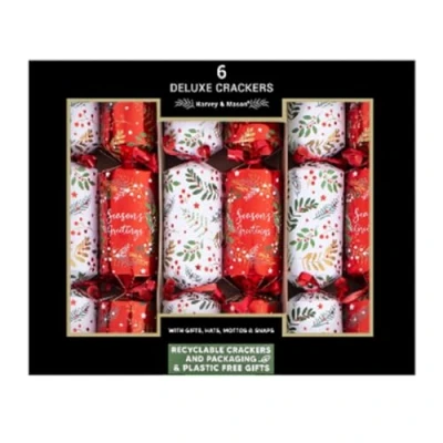 Image of Harvey &amp; Mason 6 Mini Floral Wreath 8.5&quot; Christmas Crackers