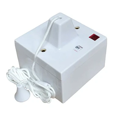 Image of Shower Ceiling Pull Cord Switch &amp; Pattress Box, 45 Amp Double Pole Neon Electric