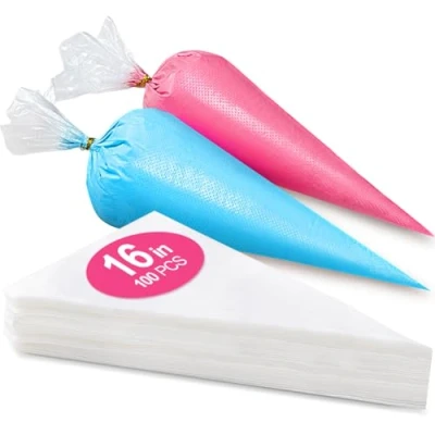 Image of 16 Inch Piping Bags Disposable, 100PCS Extra Thick Pastry Bags, Large Frosting Cake Decorating