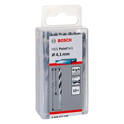 Image of Bosch Professional 10 Piece PointTeQ HSS Twist Drill Bit (for Metal, 4.1 x 43 75 mm, Driver Accessories)