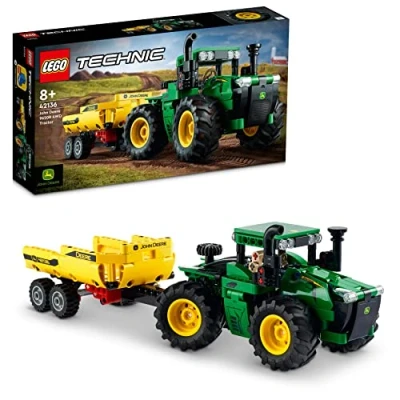 Image of LEGO Technic John Deere 9620R 4WD Tractor Toy with Tipping Trailer, Classic Style Farm Toys for Kids, Boys &amp; Girls 8 Plus Years Old, Collectible Model Building Set 42136