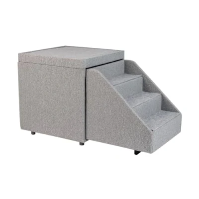 Image of PetFusion Multi Purpose Pet Stairs, Foldaway Cat and Dog Steps, Ottoman Toy Basket Storage Window Perch Steps for Bed, Sofa,