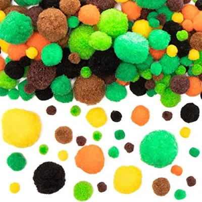 Image of Baker Ross AX997 Jungle Pom Craft Set Pack of 256, Card Making Supplies, Arts and Crafts Accessories, Embellishments for Crafting