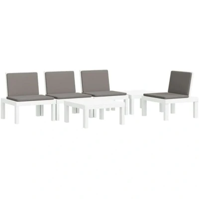 Image of vidaXL 6 Piece Garden Lounge Set with Cushions White PP