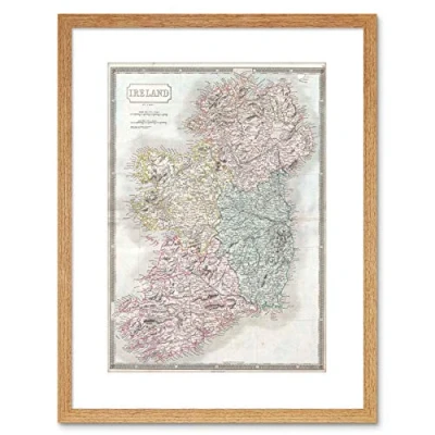 Image of Wee Blue Coo 9x7 &#039;&#039; 1850 HALL MAP IRELAND FRAMED ART PRINT PICTURE MOUNT PHOTO F97X006