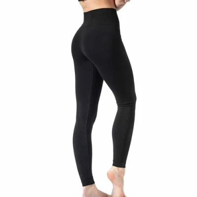 Image of Risalti Women&#039;s Leggings Flat Belly Plus Covering Thermal with High Waist Stretch in Microfiber, Sports for Women Matte Seamless Made Italy, Black, S/M