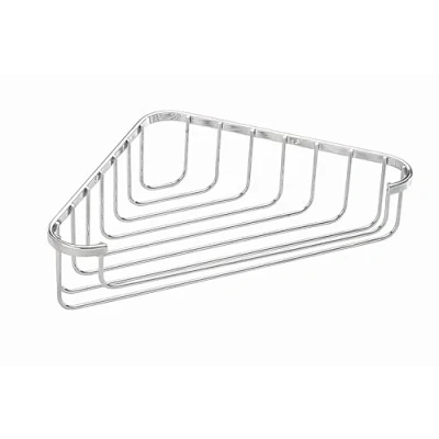 Image of Croydex Corner Basket Bathroom Storage Solution, Chrome Mild Steel Shower Caddy, Elegant Accessory with Screw to Wall Fixings, Plugs &amp; Screws Included, Holds Up 5kg