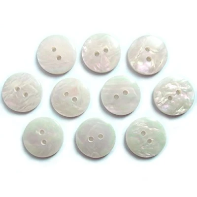 Image of Mother of Pearl Effect Colour Buttons Round 2 Hole Pack 10 (White, 18mm)