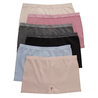Image of Hanes Women&#039;s Pack, ComfortFlex Fit Panties, Seamless Underwear, 6 Pack Boy Short, Assorted Colors, S (Pack of 6)