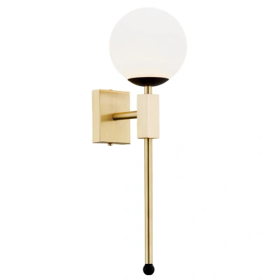 Image of Megan Wall Lamp Opal Matt, Brushed Brass, Black