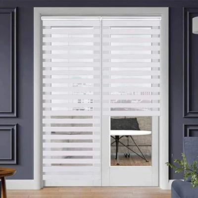 Image of SMONTER Easy Fix Zebra Roller Blind,Day and Night Blinds Curtains with Install Accessories (95CMx230CM, WHITE)
