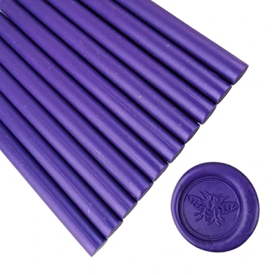 Image of 10 Pieces Purple Sealing Wax Sticks for Seal Stamp, AMTOL Glue Gun,Great Wedding Invitations, Wine Packages,Cards Envelopes, Gift Wrapping. (Purple)