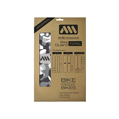Image of All Mountain Style Unisex&#039;s Honeycomb High Impact Frame Guard Total Protects Your Bike from Scratches and dings, Black/Devil, Clear/Camo