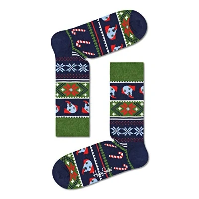 Image of Mens and Women&#039;s 1 Pair Happy Socks Holidays Navy 4 7 Unisex