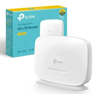 Image of TP Link TL MR105 N300Mbps WiFi 4G Router, Cat4 LTE Network, Ethernet Port, Router with Sim Slot, Mobil Card External Antenna Ports, Plug &amp; Play