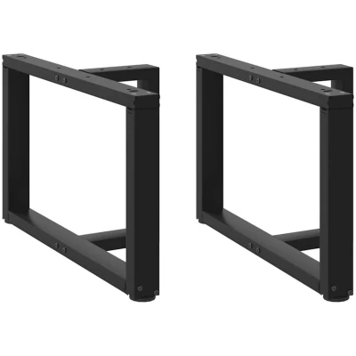 Image of vidaXL coffee table legs T shaped black steel adjustable foot levelers modern geometric design 70x25x(42 43) cm