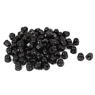 Image of Sourcingmap Acorn Hex Cap Nuts 100Pcs M6 Dome Carbide Steel Hexagon Decorative Nut for Screws Bolts Black