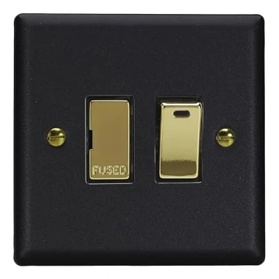 Image of Varilight Vogue Collection Matt Black 1 Gang Switched 13 Amp Fused Spur with Neon Indicator Light