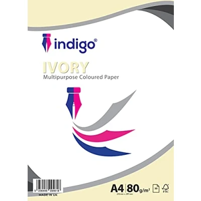 Image of Indigo® A4 80gsm Coloured Paper Origami Assorted Multi Colour for Art &amp; Craft Sheets (Ivory, 100 Sheets)