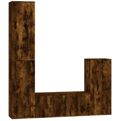 Image of vidaXL 4 Piece TV Cabinet Set Smoked Oak Engineered Wood