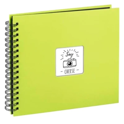 Image of Hama Fine Art photo album, 50 black pages (25 sheets), spiral album 28 x 24 cm, with cut out window, kiwi green