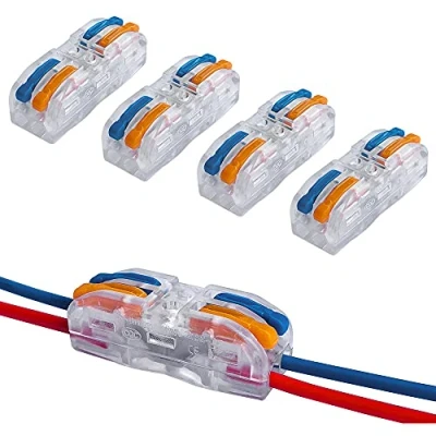 Image of QitinDasen 15Pcs Premium Lever Nut Wire Connectors, Bilateral 4 Hole Transparent Conductor Compact Quick Connector Cable Clamp Terminal Block Spring (Multicolor Lever)